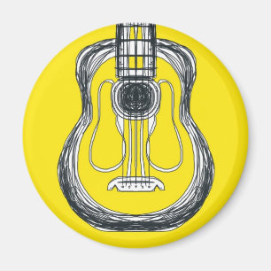 Aimant jaune de visage de monstre de guitare