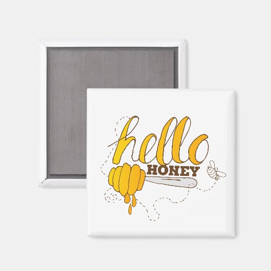 Aimant Jaune doré et Brown Hello Honey (Recto/Verso)