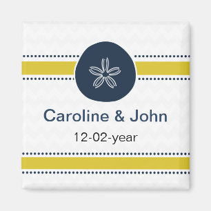 Aimant Jaune et marine Sable Dollar Beach mariage concept