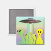 Aimant Jaune et vert Aliens amicaux (Recto/Verso)