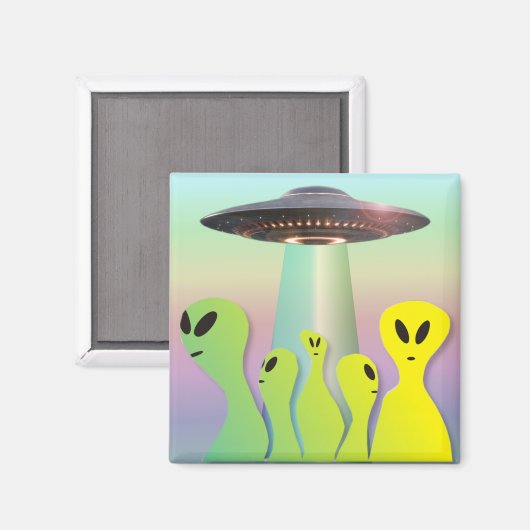 Aimant Jaune et vert Aliens amicaux (Recto/Verso)