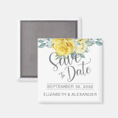 Aimant Jaune floral classe photo mariage enregistrer la d (Recto/Verso)