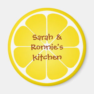 Aimant Jaune jus citron tranche ronde aile partie