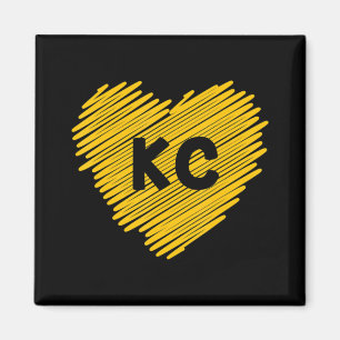 Aimant Jaune Kansas City Coeur Amoureux Football KC Mens