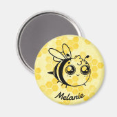 Aimant Jaune Pastel Personnalisé Abeille Mignonne en Nid (Recto/Verso)