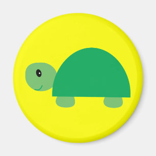 Aimant jaune rond de sourire de tortue verte de