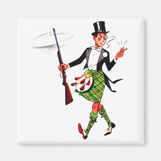 Aimant jaunty Scotsman avec fusil (Devant)
