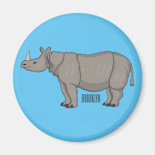 Aimant Javan rhinoceros cartoon illustration