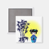 Aimant Jayanese kokeshi doll at bamboo during sunrise (Recto/Verso)