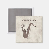 Aimant Jazzy Java-Grains de Café-Saxophone- (Recto/Verso)