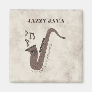 Aimant Jazzy Java-Grains de Café-Saxophone-