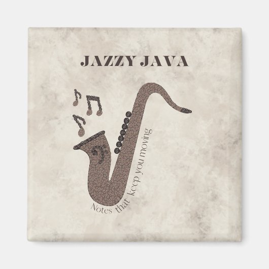 Aimant Jazzy Java-Grains de Café-Saxophone- (Devant)