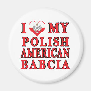 Aimant J'Coeur Mon Polonais Américain Babcia