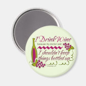 Aimant Je Bois Du Vin Drôle Citation (Recto/Verso)