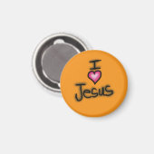 Aimant Je Coeur Jésus J'aime Jésus Orange (Recto/Verso)