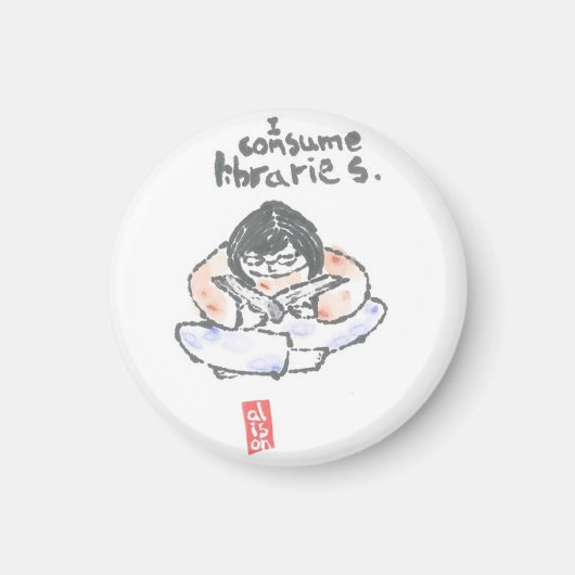 Aimant "Je consomme des bibliothèques" (Devant)