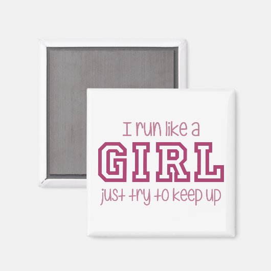 Aimant Je cours comme une fille Essayez simplement de con (Recto/Verso)