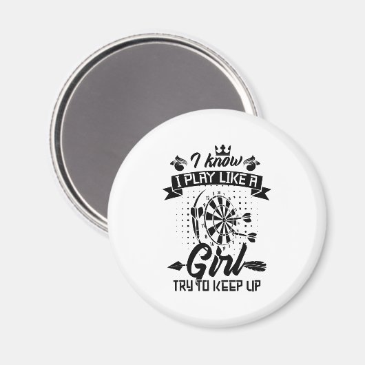 Aimant Je Joue À Dart Comme Une Fille (Recto/Verso)