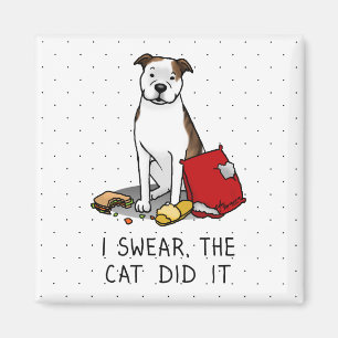 Aimant Je jure que le chat l'a fait pit Bull (lt brindle/