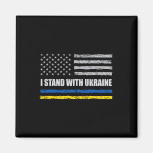 Aimant Je me tiens avec le drapeau de l'Ukraine, les État