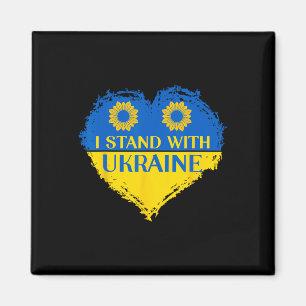 Aimant Je me tiens avec le drapeau du cœur de l'Ukraine S