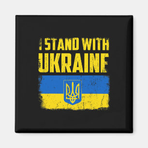 Aimant Je me tiens avec le drapeau ukrainien de l'Ukraine