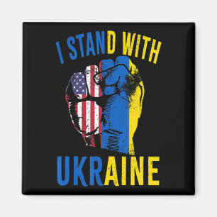 Aimant Je Me Tiens Avec L'Ukraine Drapeau Américain Souti