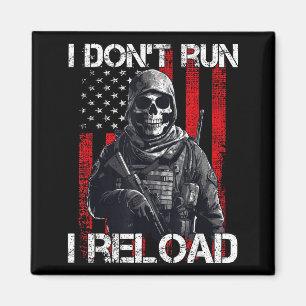 Aimant Je ne cours pas, je recharge, drapeau américain po