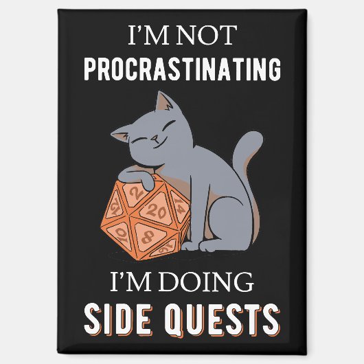 Aimant Je ne procrastine pas, je fais des quêtes secondai (Recto)