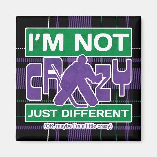 Aimant Je ne suis pas fou, drôle gardien de hockey (Devant)