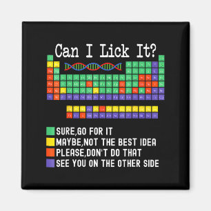 Aimant Je peux lécher ce tableau périodique de T-shirt