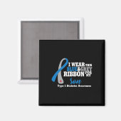 Aimant Je porte du bleu et du gris pour mon fils Sensibil (Recto/Verso)