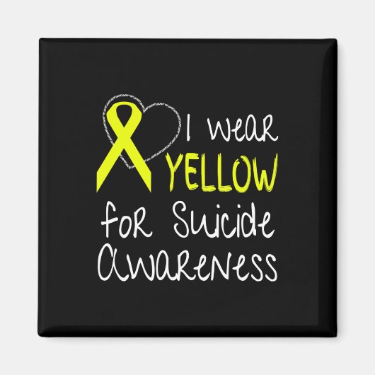 Aimant Je Porte Du Ruban Jaune Pour Sensibiliser Au Suici (Devant)