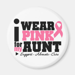 Aimant Je porte le soutien rose de ruban de ma tante