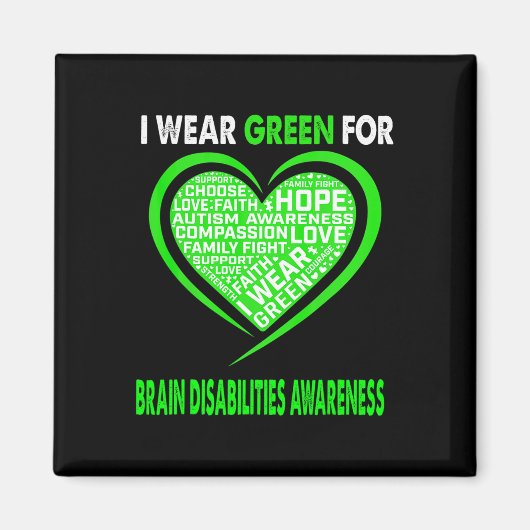 Aimant Je Porte Le Vert Pour La Sensibilisation Aux Handi (Devant)