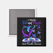 Aimant Je Porte Turquoise & Violet Pour Mon Fils Suic (Recto/Verso)