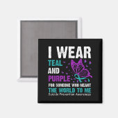 Aimant Je Porte Turquoise & ; Violet Pour Quelqu'Un Qu (Recto/Verso)