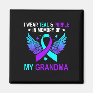 Aimant Je Porte Turquoise Et Violet En Mémoire De Ma Gran