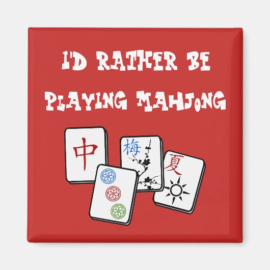 Aimant Je préfère jouer au Mahjong (Devant)
