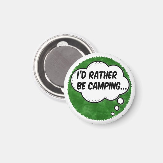 Aimant Je préférerais être Camping Vert Aquarelle sur mes (Recto/Verso)