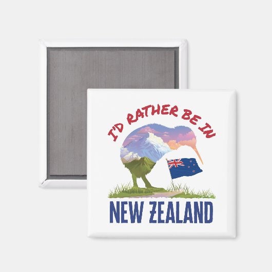 Aimant Je préférerais être en Nouvelle-Zélande (Recto/Verso)