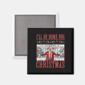 Aimant Je serai à la maison pour Noël de mauvais pulls Pè (Recto/Verso)