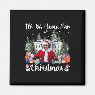 Aimant Je serai à la maison pour Noël Funky Père Noël Tru