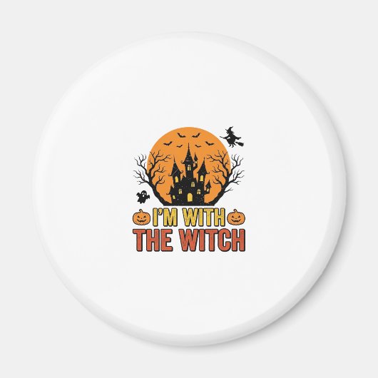 Aimant Je Suis Avec La Sorcière Design De Château Hallowe (Devant)