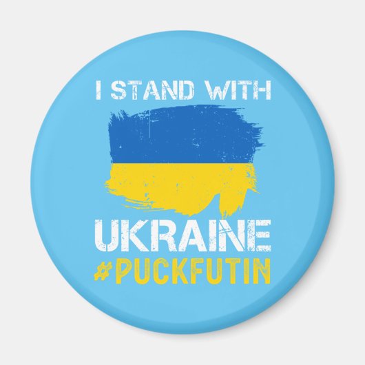 Aimant Je suis avec l'Ukraine Drapeau Pu*k Foutine en col (Devant)