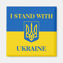 Aimant Je suis avec l'Ukraine. Drapeau ukrainien & Triden