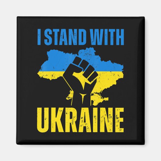 Aimant Je Suis Avec L'Ukraine Le Drapeau Ukrainien Monte (Devant)
