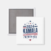 Aimant Je suis avec son vote Kamala pour 2024 Kamala-Harr (Recto/Verso)