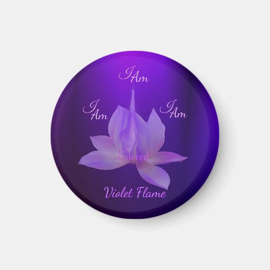 Aimant Je Suis Flamme Violette Avec Lotus (Devant)