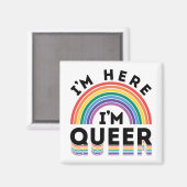 Aimant Je suis ici Je suis Queer Gay pride Mois Arc-en-ci (Recto/Verso)